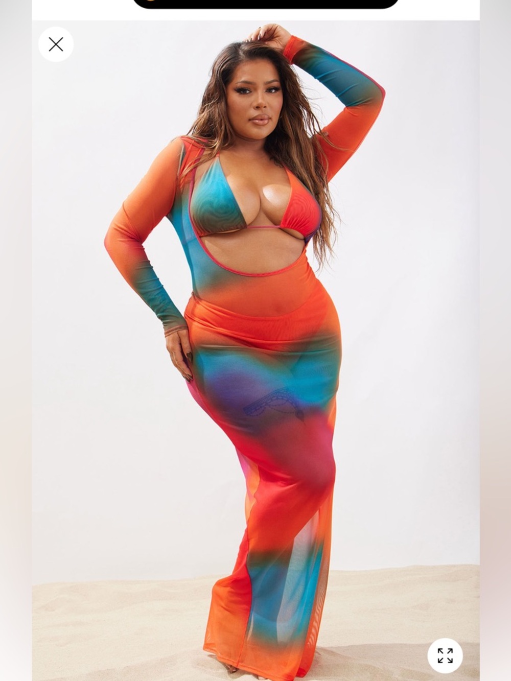 Fashion Nova Multicolour Swim 3 Piece Bikini Set With Cover-Up Dress